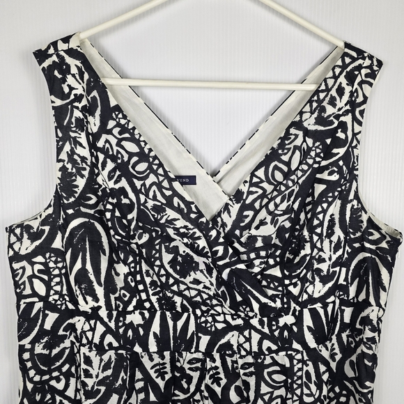 Lands' End Women's Black And White Pattern Suplice Sleeveless Dress Cotton 18 - Picture 3 of 15